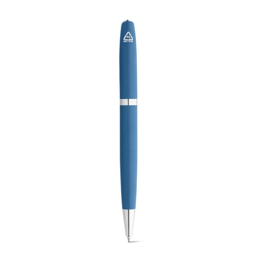 blue RE-LANDO-SET. Set de roller y bolígrafo con cuerpo de aluminio reciclado (100% rAL)