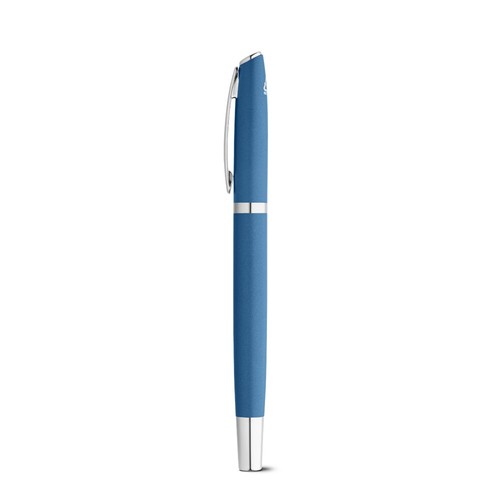 blue RE-LANDO-SET. Set de roller y bolígrafo con cuerpo de aluminio reciclado (100% rAL)
