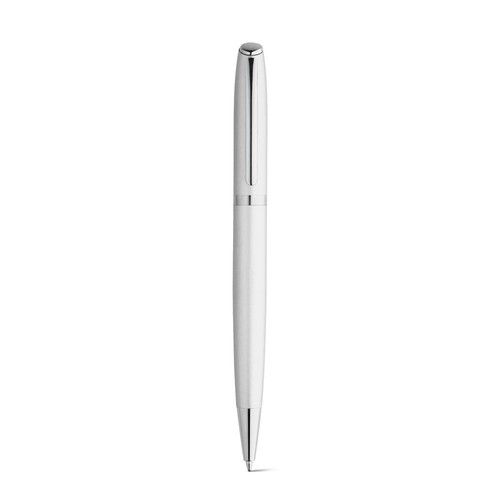 plateado satinado RE-LANDO-SET. Set de roller y bolígrafo con cuerpo de aluminio reciclado (100% rAL)