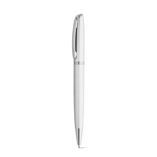 plateado satinado RE-LANDO-SET. Set de roller y bolígrafo con cuerpo de aluminio reciclado (100% rAL)