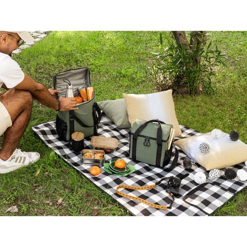 verde oscuro ROMA L. Mochila térmica acolchada en poliéster reciclado 600D ripstop 16 L