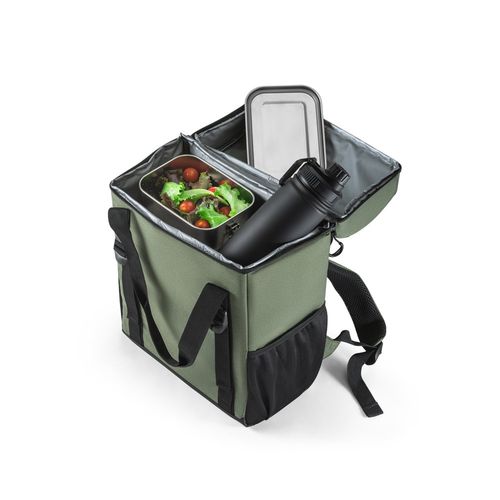 verde oscuro ROMA L. Mochila térmica acolchada en poliéster reciclado 600D ripstop 16 L