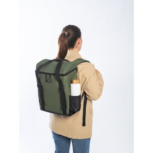 verde oscuro ROMA L. Mochila térmica acolchada en poliéster reciclado 600D ripstop 16 L