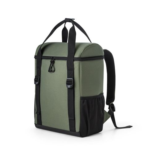 verde oscuro ROMA L. Mochila térmica acolchada en poliéster reciclado 600D ripstop 16 L