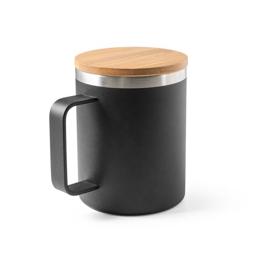 LAUDA. Mug en acier inoxydable recyclé à 90% avec couvercle en bambou 420 mL - 2