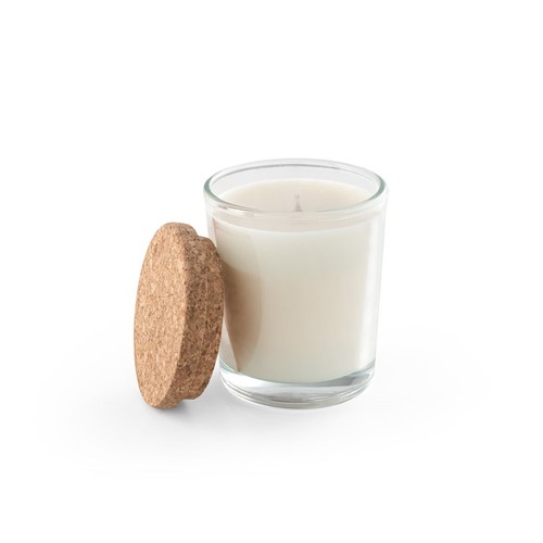 transparente ZEN 80. Vela aromática en vaso de cristal con tapa de corcho 80 g