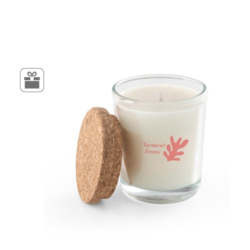 ZEN 80. VELA AROMÁTICA EN VASO DE CRISTAL CON TAPA DE CORCHO 80 G