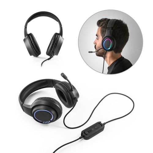 Thorne Headset RGB. Écouteurs gaming avec câble de 2 m, microphone et lumières LED RVB en ABS - 1