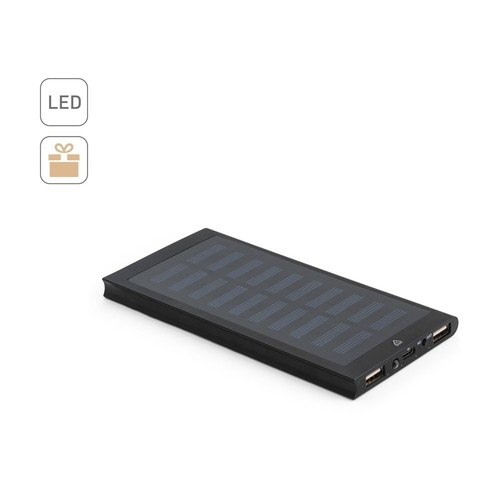 CLERK. POWER BANK 8'000 MAH CON PANEL SOLAR EN ALUMINIO 100% RECICLADO