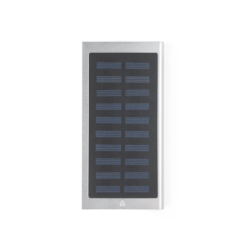 CLERK. Power bank 8'000 mAh con panel solar en aluminio 100% reciclado