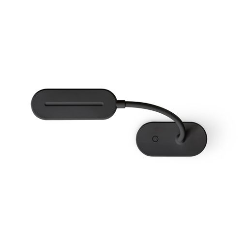 black NESBIT II. Lámpara de escritorio portátil con clip y 30h de autonomía, fabricados al 65% rABS