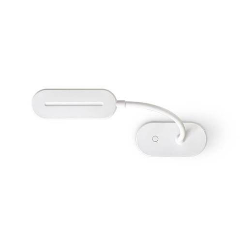 white NESBIT II. Lámpara de escritorio portátil con clip y 30h de autonomía, fabricados al 65% rABS