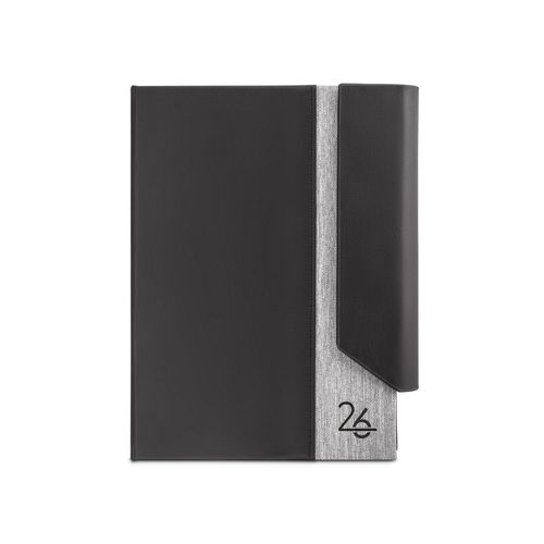 gris claro AUSTEN A5. Agenda A5 en PU (58% reciclado) y poliéster reciclado (100% rPET) 300D