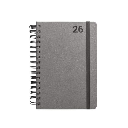 SIMMEL A5. Agenda A5, con anillas, de cuero (58% reciclado)