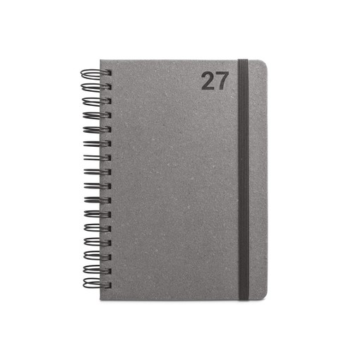 black SIMMEL A5. Agenda A5, con anillas, de cuero (58% reciclado)