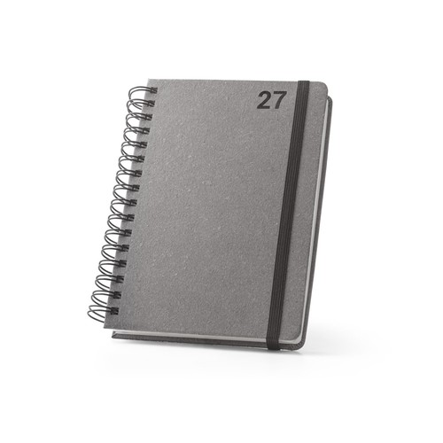 black SIMMEL A5. Agenda A5, con anillas, de cuero (58% reciclado)