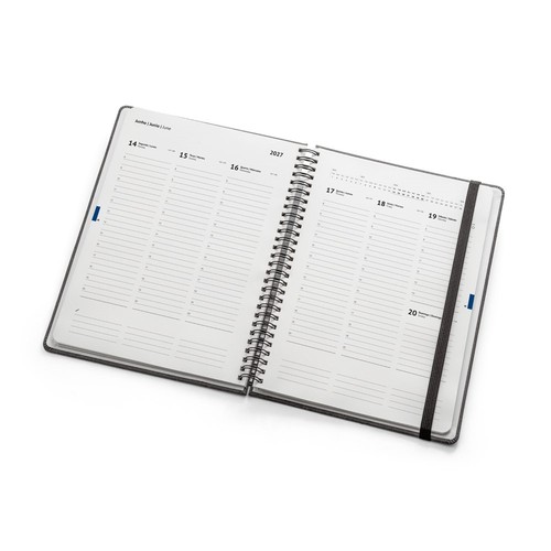 black SIMMEL B5. Agenda B5, con anillas, de cuero (58% reciclado)