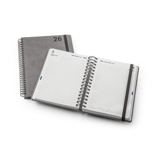 black SIMMEL B5. Agenda B5, con anillas, de cuero (58% reciclado)