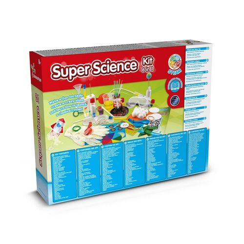 white 6 in 1 Super Science Kit II. Kit educativo suministrado con una bolsa de regalo de papel kraft (100 g/m²)