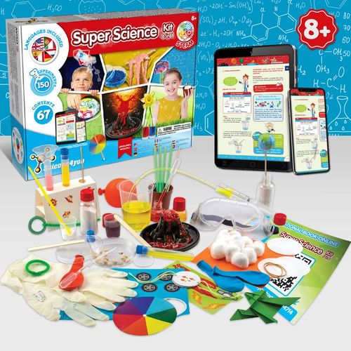 6 in 1 Super Science Kit III. Kit educativo suministrado con una bolsa de regalo de papel kraft (115 g/m²)