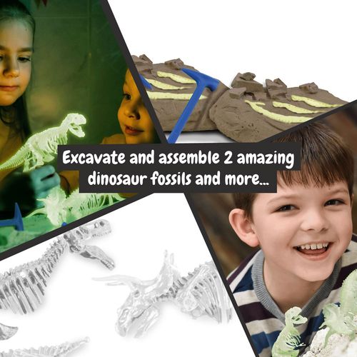 2 in 1 Fossil Excavation Kit II. Juego educativo suministrado con una bolsa de regalo de papel kraft (90 g/m²), fabricado con material certificado FSC™ y otros materiales controlados