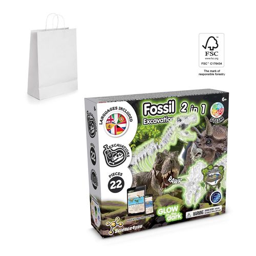 2 IN 1 FOSSIL EXCAVATION KIT II. JUEGO EDUCATIVO SUMINISTRADO CON UNA BOLSA DE REGALO DE PAPEL KRAFT (90 G/M²), FABRICADO CON MATERIAL CERTIFICADO FSC™ Y OTROS MATERIALES CONTROLADOS