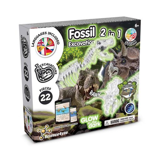 2 in 1 Fossil Excavation Kit V. Jeu éducatif livré avec un sac cadeau pliable en 190T - 3