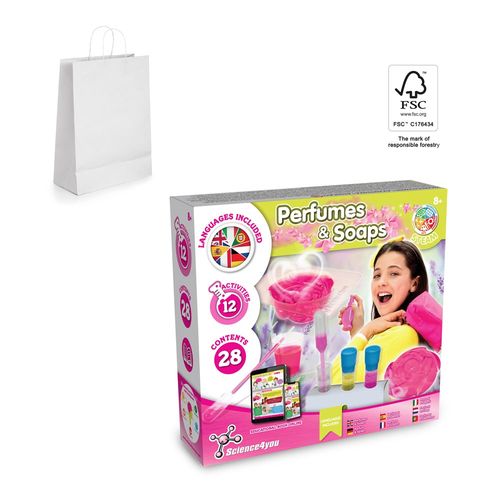 PERFUME & SOAP FACTORY KIT II. JUEGO EDUCATIVO SUMINISTRADO CON UNA BOLSA DE REGALO DE PAPEL KRAFT (90 G/M²), FABRICADO CON MATERIAL CERTIFICADO FSC™ Y OTROS MATERIALES CONTROLADOS