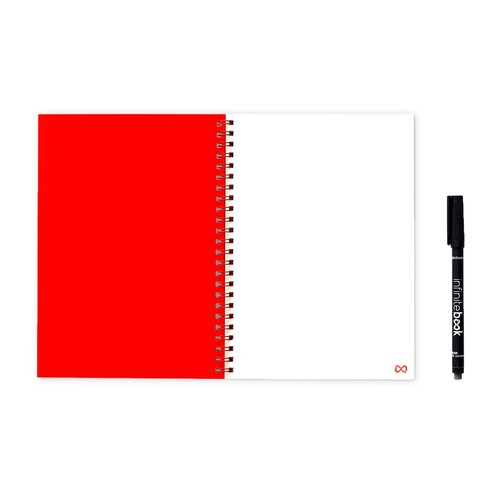 red INFINITEBOOK PLAIN A5. Infinitebook con tapa flexible y 15 páginas de pizarra blanca lisas