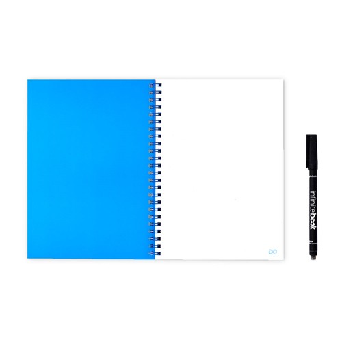 azulón INFINITEBOOK PLAIN A5. Infinitebook con tapa flexible y 15 páginas de pizarra blanca lisas