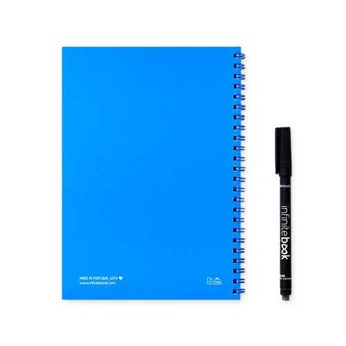 azulón INFINITEBOOK PLAIN A5. Infinitebook con tapa flexible y 15 páginas de pizarra blanca lisas