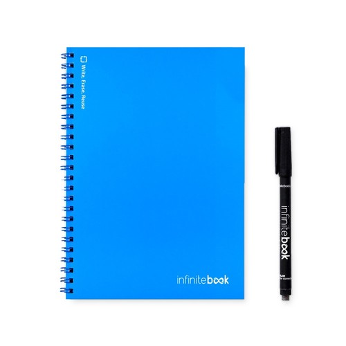 azulón INFINITEBOOK PLAIN A5. Infinitebook con tapa flexible y 15 páginas de pizarra blanca lisas