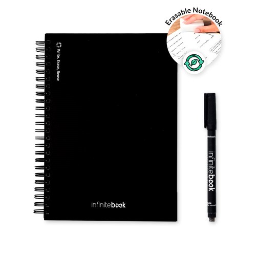 STARTER KIT INFINITEBOOK A5. El set incluye un "Infinitebook", un kit de limpieza, un marcador y un portamarcadores, Merchandising, artículos personalizados para tu promoción de marca