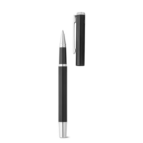 black LEAH. Set de roller y bolígrafo en aluminio (94% rAL) con clip