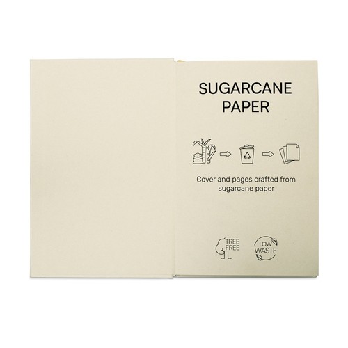 DICKINSON. Cahier A5 à couverture rigide en papier de canne à sucre (80 % canne à sucre) avec pages lignées