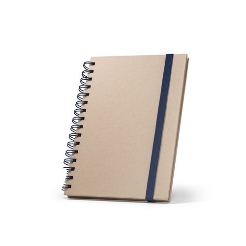 blue PROUST. Libreta A5 de anillas, tapa dura, fabricada en papel de caña de azúcar (80% caña de azúcar), con páginas lisas