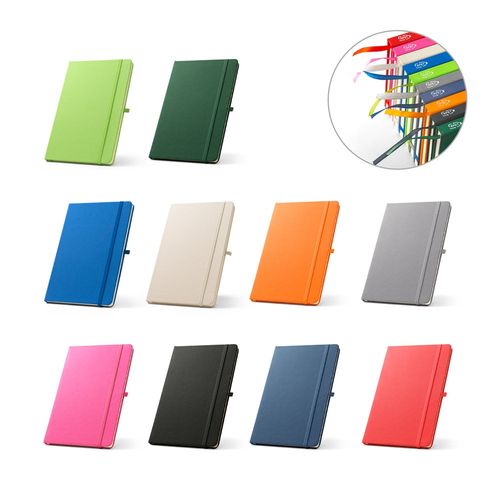 ANNE. Cuaderno A5 en poliéster reciclado (100% rPET) con páginas a rayas