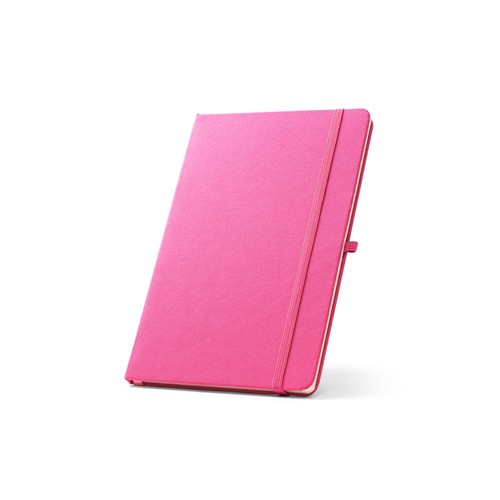 pink ANNE. Cuaderno A5 en poliéster reciclado (100% rPET) con páginas a rayas