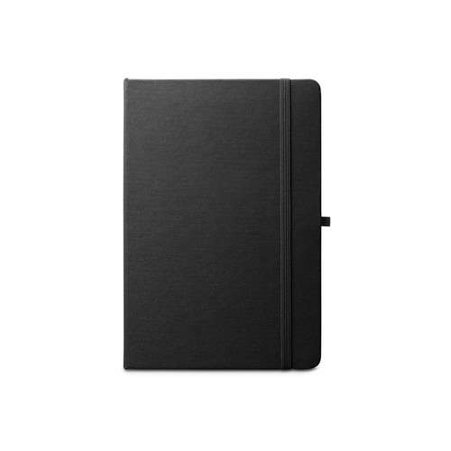 black ANNE. Cuaderno A5 en poliéster reciclado (100% rPET) con páginas a rayas