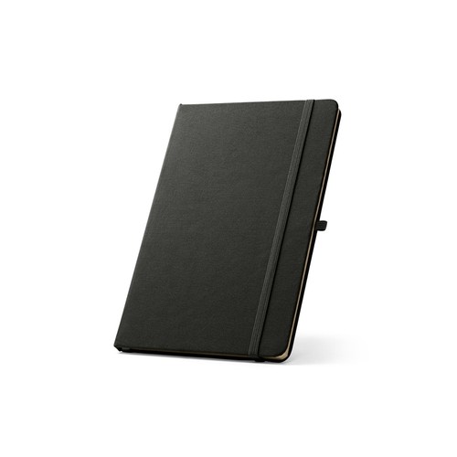 black ANNE. Cuaderno A5 en poliéster reciclado (100% rPET) con páginas a rayas