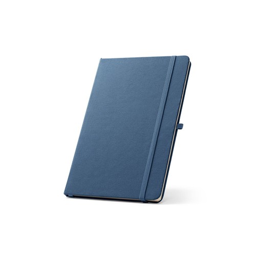 blue ANNE. Cuaderno A5 en poliéster reciclado (100% rPET) con páginas a rayas