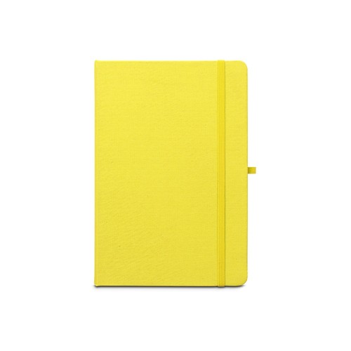 yellow ANNE. Cuaderno A5 en poliéster reciclado (100% rPET) con páginas a rayas