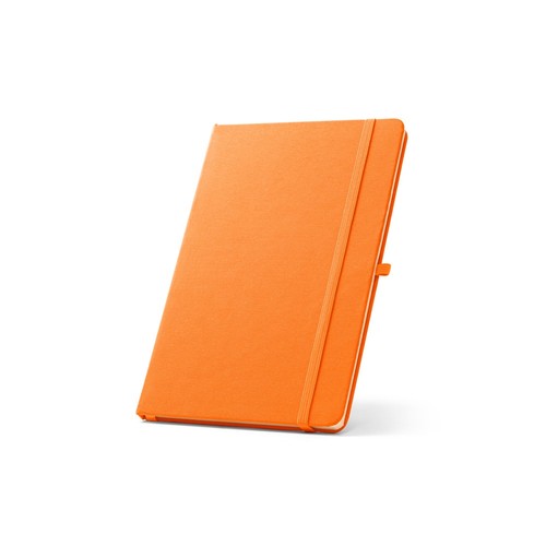 orange ANNE. Cuaderno A5 en poliéster reciclado (100% rPET) con páginas a rayas