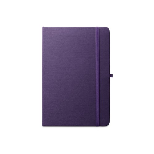purple ANNE. Cuaderno A5 en poliéster reciclado (100% rPET) con páginas a rayas