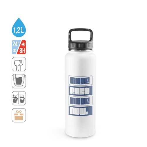 SINNER. BOTELLA DE ACERO INOXIDABLE 90% RECICLADO CON GRAN CAPACIDAD: HASTA 1200 ML
