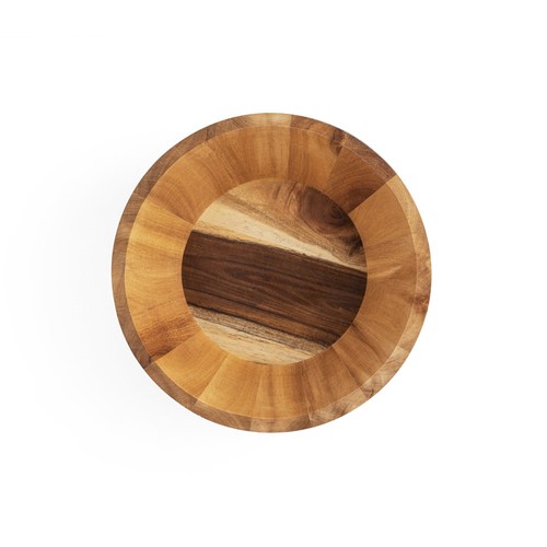 natural oscuro SAGE. Ensaladera redonda de madera de acacia