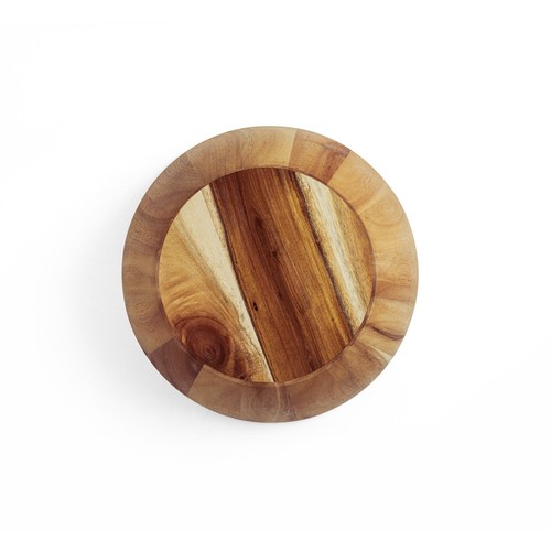 natural oscuro SAGE. Ensaladera redonda de madera de acacia
