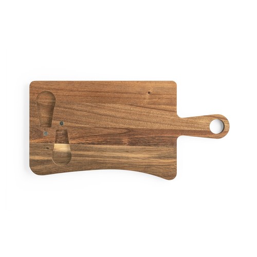 natural oscuro CASSIA. Tabla para quesos de madera de acacia con mango