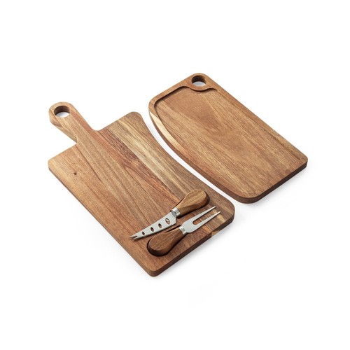 natural oscuro CASSIA. Tabla para quesos de madera de acacia con mango