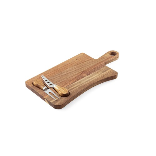 natural oscuro CASSIA. Tabla para quesos de madera de acacia con mango
